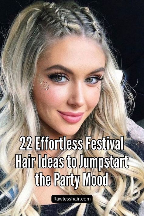 Cute Braided Look Festival Hair Ideas, Easy Festival Hair, Edc Hair, Rave Hairstyles, Festival Braid, Hair Braiding Salon, Music Festival Hair, Honey Blonde Hair Color, Rave Hair