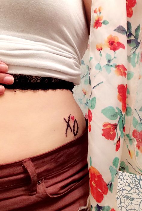 Xo Tattoo On Hip, Xotwod Tattoo, The Weeknd Tattoo, Xo Tattoo, Music Video Song, Hip Tattoo, Tattoo Placement, Tattoo Inspo, The Weeknd