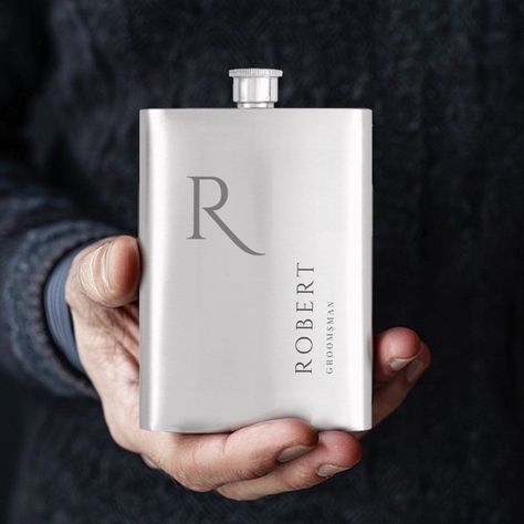 Elegant Masculine Monogram Groomsmen Gift Flask Masculine Monogram, Unique Groomsmen Gifts, Wedding Party Gifts Groomsmen, Groomsmen Gifts Flask, Groomsmen Flask, Best Man Wedding, Man Wedding, Flask Gift, Black Bow Tie