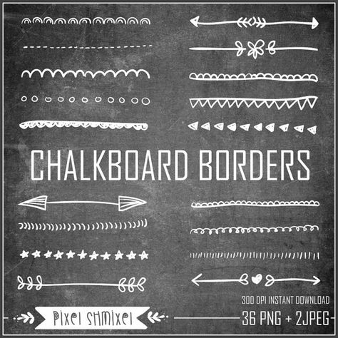 Chalkboard Borders Clipart Hand Drawn Border by PixelShmixel Chalkboard Borders, Free Chalkboard Fonts, Chalkboard Border, White Chalkboard, Hand Drawn Border, Chalkboard Doodles, Chalkboard Fonts, Chalkboard Writing, Blackboard Art