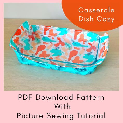 Reversible Casserole Dish Cozy Printable Sewing Pattern and - Etsy Australia Baking Dish Cozy Pattern, Casserole Cover Pattern, Casserole Covers To Sew, Casserole Cozy Pattern, Casserole Cozy Free Pattern, Hot Pads Sewing Patterns Free, Casserole Dish Cozy, Casserole Carrier Pattern, Casserole Cozy