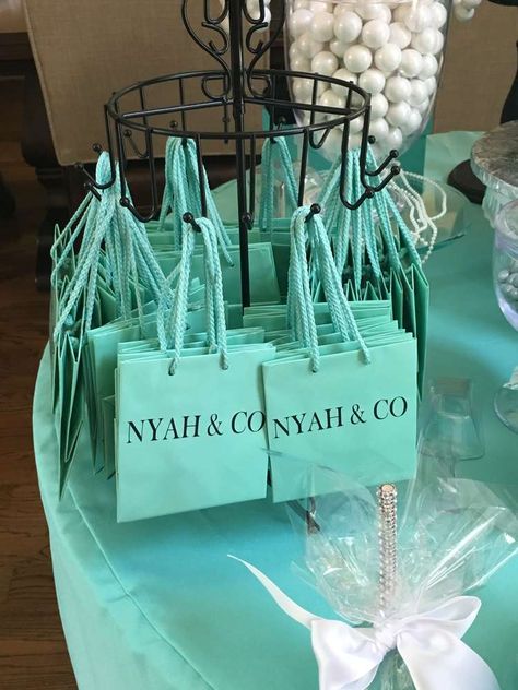 Tiffany & Co Birthday Party Ideas | Photo 1 of 6 Tiffany Blue Sweet 16, Tiffany Baby Shower Theme, Tiffany Sweet 16, Tiffany Blue Bridal Shower, Tiffany Theme Party, Tiffany Blue Party, Breakfast At Tiffanys Party Ideas, Tiffany Themed Bridal Shower, Tiffany Birthday Party