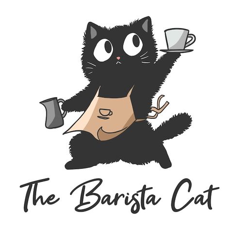 Ilustración de un gato que es un barista... | Premium Vector #Freepik #vector #gato-dibujo #gato #patas-gato #patas-animales Cat Coffee Drawing, Cat Cooking Drawing, Barista Cartoon, Barista Character, Cafe Logo Ideas, Cat With Coffee, Cat And Coffee, Cute Animal Quotes, Coffee Cat