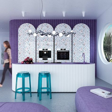 How to decorate with Purple Pantone 2022 Color Trend Purple Interior, Very Peri, Futuristic Interior, Purple Decor, Design Del Prodotto, Futuristic Architecture, Cafe Interior, Cafe Design, Commercial Interiors