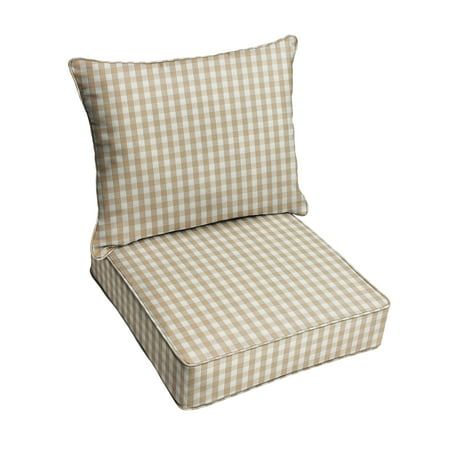 23 in x 25 in x 5 in Deep Seating Pillow and Cushion Set - Corded Color: Brown.  Pattern: plaid. Seating Outdoor, Chair Pillow, Outdoor Cushions And Pillows, Brown Pattern, Outdoor Pillow, Lounge Areas, Outdoor Cushions, Outdoor Fabric, Outdoor Pillows