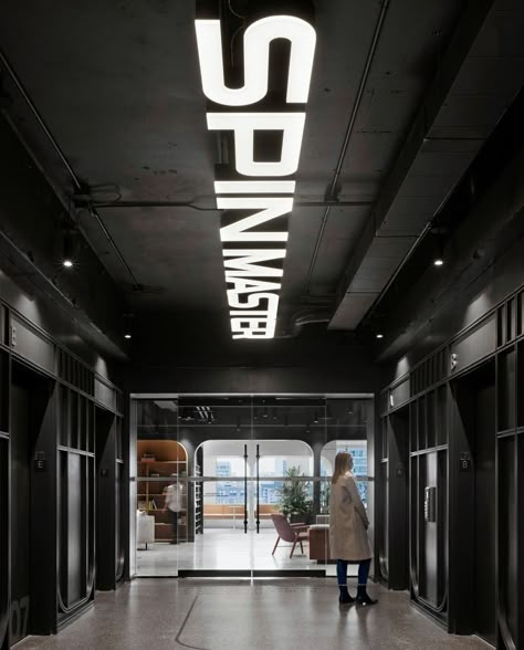 Ceiling Signage, Ceiling Graphics, Spin Studio, Office Ceiling, Industrial Office Design, Warehouse Design, Gym Interior, Small House Elevation Design, Studio Interior Design