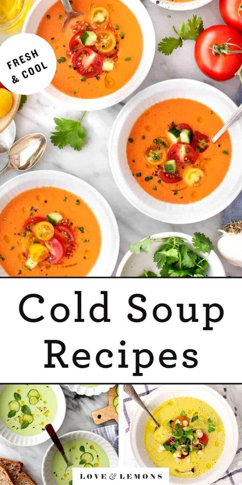 Cold Summer Soups, Summer Soup Recipes, Cold Soup Recipes, Soups Recipes, Gazpacho Recipe, Chilled Soup, Zucchini Soup, Summer Soup, Cold Soup