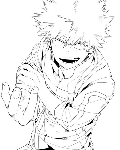 Anime Korea, Anime Lineart, Bakugo Katsuki, Animation Art Sketches, Boy Drawing, Bakugou Katsuki, Drawing Templates, Buko No Hero Academia, Dragon Ball Art