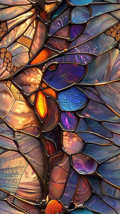 Stained Glass Butterfly Wings Illustration Butterfly Wing Texture, Stained Glass Lockscreen, Stained Glass Vintage, Stained Glass Phone Wallpaper, Stained Glass Wallpaper Iphone, Butterfly Effect Aesthetic, Illustration Board Design Ideas, Stained Glass Butterfly Wings, Stained Glass Digital Art