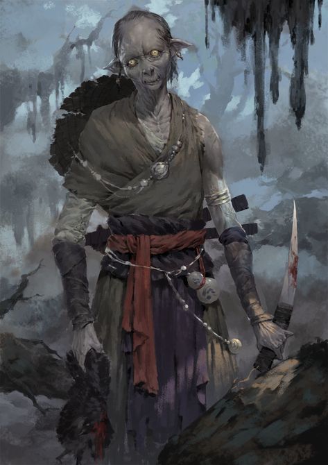 ArtStation - The hunter, zhang bo Ghoul Concept Art, Ghoul Fantasy Art, Monster Design Humanoid, Orc Concept Art, Ghoul Art, Goblin Concept Art, Heroic Fantasy, 다크 판타지, Dnd Art