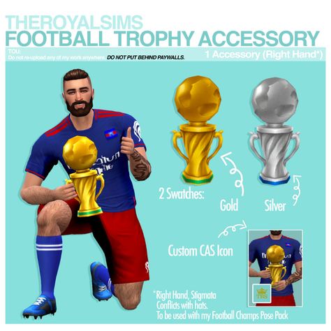 Sims Memes, Football Trophy, Football Trophies, M&m Game, Ts4 Cc, A Football, Sims 4 Custom Content, Maxis Match, Sims 4 Mods