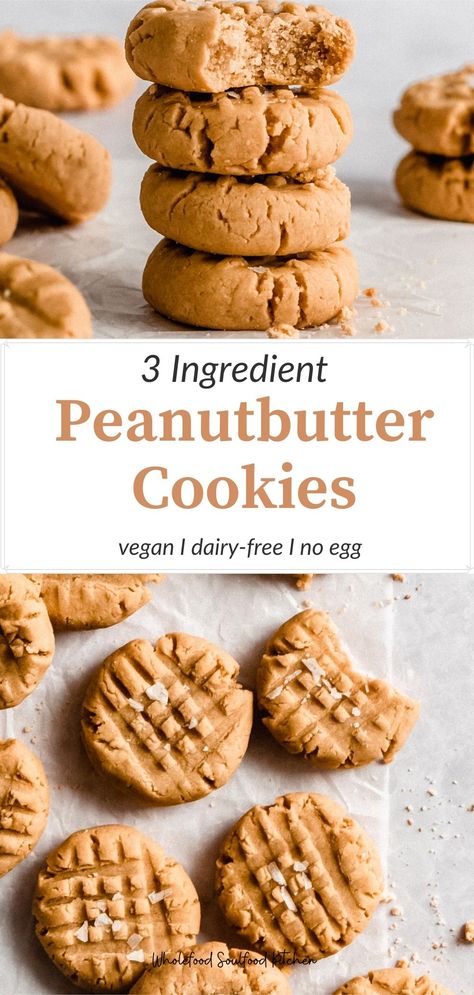 These cookies are gluten free, because they are made without regular flour. There’s also no butter and no milk involved making them not only vegan but also lower in fat than more traditional cookies. They are also egg-free and ready within a couple of minutes! Vegan Cookies Without Butter, Egg Free Cookie Bars, 3 Ingredient Vegan Cookies, Egg Free Baked Goods, Cookies Made With Egg Whites, Butter Free Cookies, Cookies Without Milk, Peanut Butter Cookies No Egg, Cookies With No Eggs