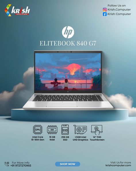 Experience seamless performance with the HP EliteBook 840 G7! 💻 Featuring Intel Core i5-10th Gen, 16GB RAM, 256GB SSD, and a 14" FHD touchscreen, this laptop is designed for multitasking and productivity. Work smarter, faster, and more efficiently with this powerhouse. Shop now at krishcomputer.com or call +91 9727270993 for more details. [HP EliteBook, Krish Computer, Intel Core i5, FHD Touchscreen, SSD Storage, Business Laptop, High Performance, Laptop Deals, Work Laptop, Productivity] #K... Productivity Work, Storage Business, Work Laptop, Laptop Deals, Hp Elitebook, Business Laptop, Hp Laptop, Work Smarter, Multi Tasking