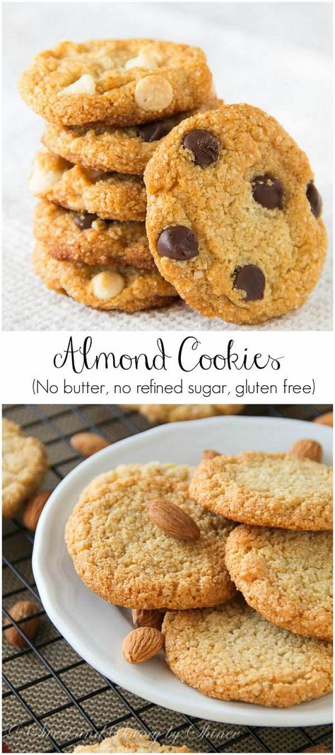 These healthy almond cookies are chewy and full of flavor, nothing short of regular old chocolate chip cookies. Best Baking, Fonio, Almond Flour Cookies, Paleo Cookies, Honey Cookies, Recipes Baking, Cookies Easy, Almond Flour Recipes, Flour Recipes