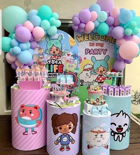 Tocaboca Birthday Party Ideas, Toca Boca Theme Party, Toca Boca Party Ideas, Toca Life World Birthday Party, Toca Boca Party Birthday, Toca Boca Birthday Cake, Toca Boca Birthday Party Ideas, Toca Boca Party, Toca Life Birthday Party