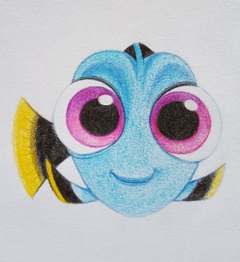 Dory Drawing, Baby Dory, Easy Pencil Drawings, Fun Chalk Art, Disney Character Drawings, Easy Disney Drawings, Disney Drawings Sketches, Cute Disney Drawings, Karakter Disney