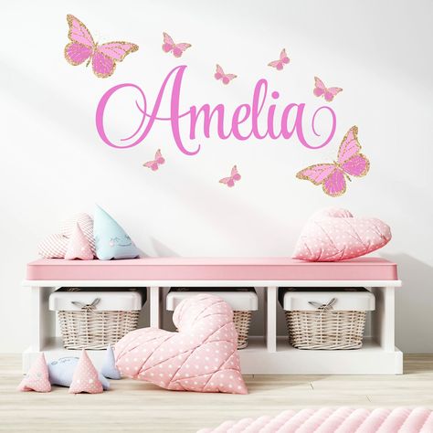 Rare & Exquisite girl names you'll fall in love with - Ur Baby Blog Butterfly Nursery Themes, Cricut Wall Decals, Baby Nursery Wall Decals, Butterfly Nursery Decor, Girl Wall Decor, Name Wall Stickers, Baby Room Wall Art, Girls Wall Decor