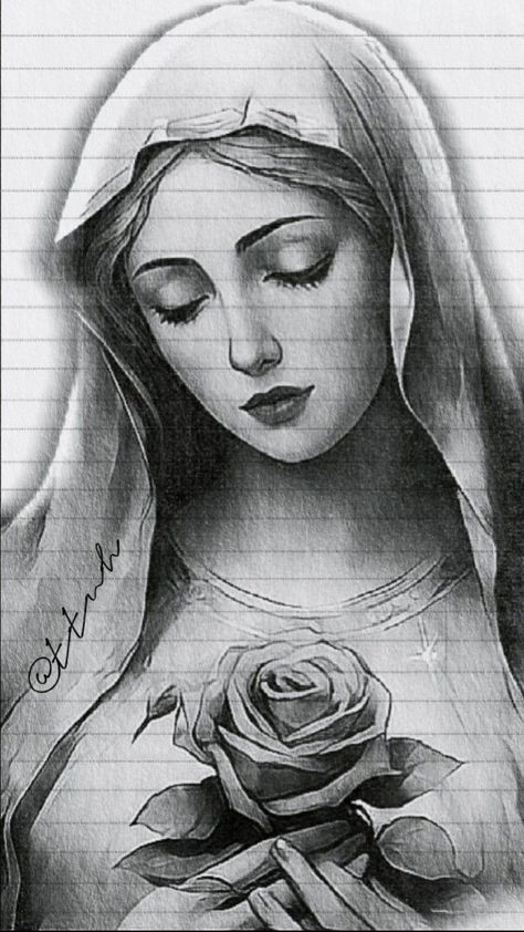 Holy Mary Drawing, Virgin Mary Sketch, Mother Mary Drawing, Jesus Drawings Sketches, Religious Drawings, Virgin Mary Drawing, Jesus Sketch, Mother Mary Tattoos, Mother Mary Pictures