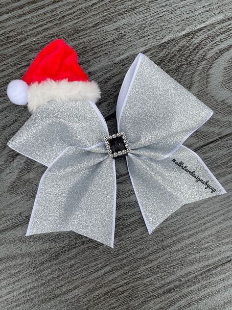 Cheer Hats, Christmas Cheerleading, Holiday Cheer Bows, Christmas Cheer Bows, Cheerleading Party, Cheerleader Gifts, Glitter Cheer Bow, School Cheer, Cheerleading Bows