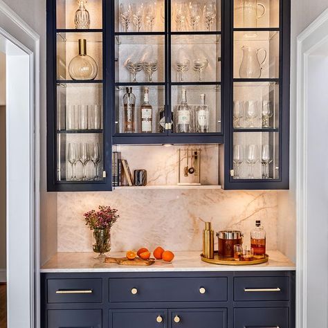 Terracotta Design Build (@terracottadesignbuild) • Instagram photos and videos Shimmery Wallpaper, Small Display Shelf, Terracotta Design, Countertop Backsplash, Butler’s Pantry, Butlers Pantry, Butler's Pantry, Upper Cabinets, Cabinet Lighting