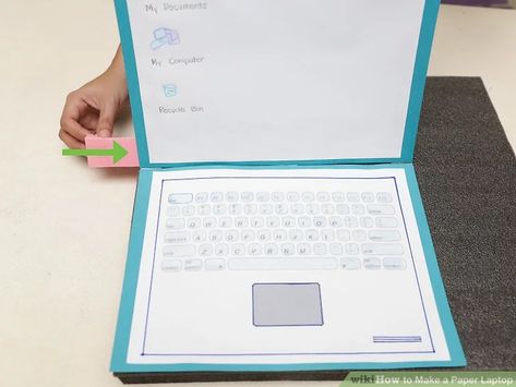 How to Make a Paper Laptop: 9 Steps (with Pictures) - wikiHow Aesthetic Origami, Paper Laptop, Paper Computer, Craft Ideas For Beginners, Paper Craft Ideas, Desktop Pictures, Letter Stickers, Simple Acrylic Paintings, Word Up