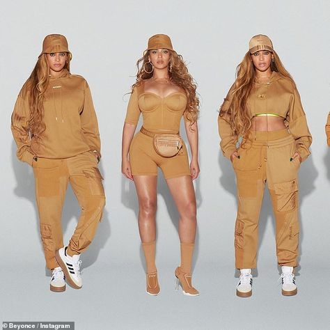 Beyonce models a slew of honey-toned pieces from her upcoming Adidas x Ivy Park range | Daily Mail Online Tan Sneakers Outfit, Ivy Park Clothing, Beyonce 2000's, Beyonce Instagram, Tan Sneakers, Beyonce Style, Beyoncé Giselle Knowles-carter, Beyoncé Giselle Knowles, Beyonce Queen