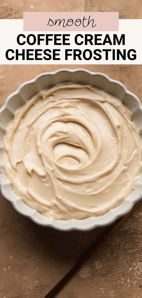 This coffee cream cheese frosting is sweet, slightly tangy, and super creamy. Because it's made with instant coffee, you can whip up a batch in under 10 minutes! It's perfect spread on cakes, cookies, cupcakes, and more. Coffee Cake With Cream Cheese Frosting, Coffee Frosting Recipe Whipped Cream, Coffee Cream Filling, Mocha Cream Cheese Frosting, Coffee Cream Cheese Icing, Not So Sweet Cream Cheese Frosting, Espresso Cream Cheese Frosting, Coffee Cream Cheese Frosting, Coffee Buttercream Frosting Recipe