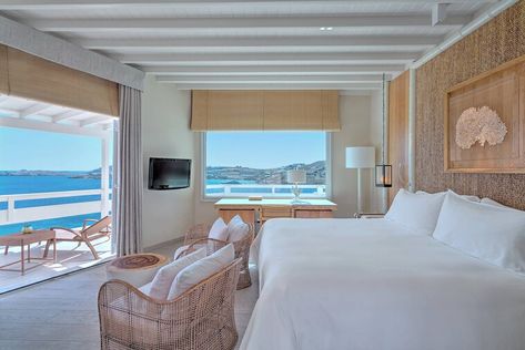 Mykonos Bedroom, Marina Resort, Mykonos Hotels, Holiday Room, Bungalow Design, Luxe Interiors, Beautiful Villas, Luxury Collection, Booking Hotel