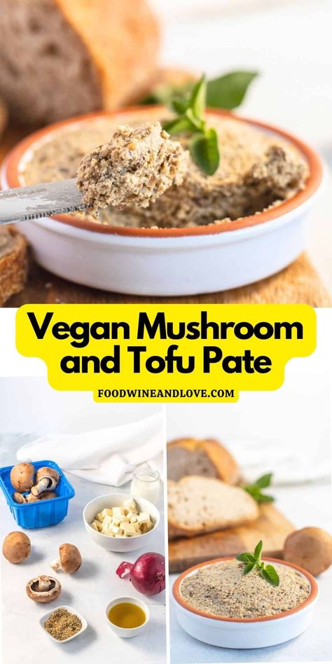 Mushroom and Tofu Pate Vegan Mushroom Pate Recipe, Mushroom Pate, Vegan Pate, Mushroom Vegan, Pate Recipes, Vegan Party Food, Vegan Mushroom, Vegan Party, Red Bowl