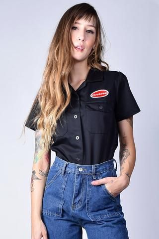 dickies – Echo Club House Dickies Outfit, Dickies Style, Women Button Down Shirt, Red Button Up Shirt, Dickies Shorts, Dickies Workwear, Dickies Women, Womens Flannel Shirt, Uniform Shirts