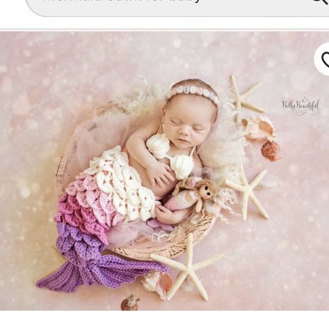 Baby Mermaid Crochet, Newborn Mermaid, Mermaid Photo Props, Newborn Costume, Newborn Halloween Costumes, Pink Purple Ombre, Foto Newborn, Mermaid Photos, Crochet Newborn