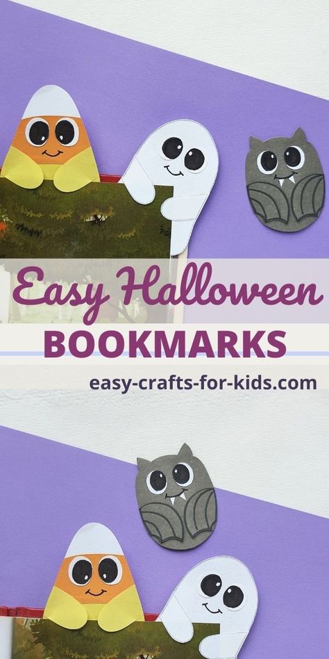 Halloween Crafts Bookmarks, Halloween Corner Bookmarks, Fall Bookmark Craft, Halloween Bookmark Craft, Fall Bookmarks Diy, Halloween Bookmarks Diy, 4th Grade Halloween Crafts, 1st Grade Halloween Crafts, 3rd Grade Halloween Crafts