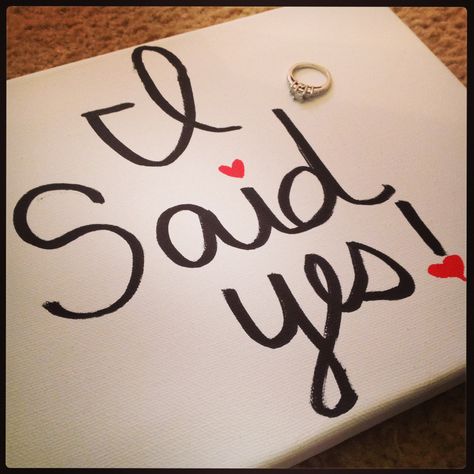 I said yes sign with my engagement ring. Easy to make, sharpie & canvas! We Said Yes Engagement, I Said Yes Quotes Engagement, He Asked She Said Yes Engagement, He Asked I Said Yes, I Just Got Engaged Now What, Sharpie Canvas, Maldives Wedding, Wedding Isles, Garnet And Diamond Ring