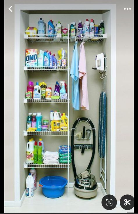 Diy Lavanderia, Ikea Shelving, Small Closet Storage, Cleaning Closet Organization, Master Closet Organization, Utility Closet, Room Storage Diy, Organization Closet, Storage Room Organization