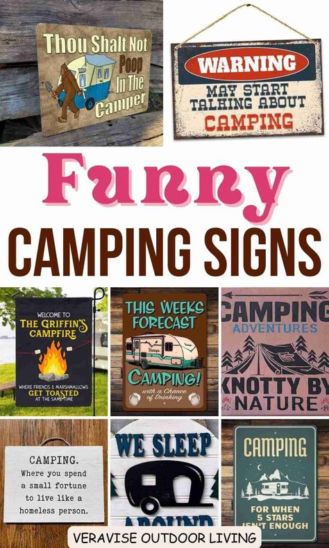 Camping Signs Wooden, Camping Sayings Funny, Camper Signs Diy Ideas, Camping Koozie, Campground Signs, Rv Camping Organization, Camping Signs Diy, Funny Camping Signs, Funny Camping Quotes