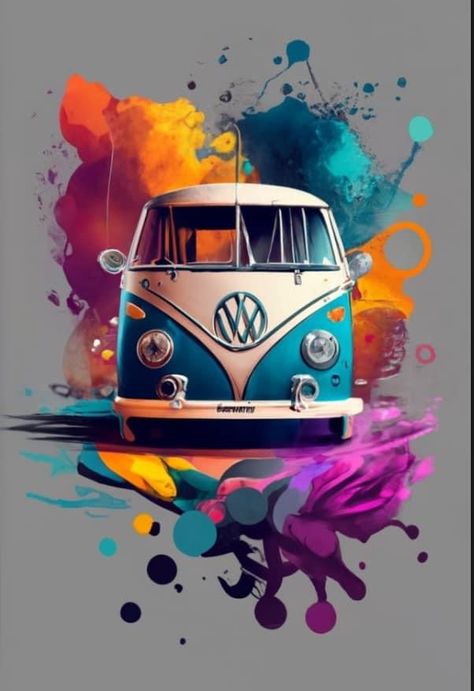 Volkswagen Bus Art, Vw Accessories, Abstract Figure Art, Bus Art, Vw Art, Hippie Van, Cool Backgrounds Wallpapers, Diy Crafts For Gifts, Love Bugs