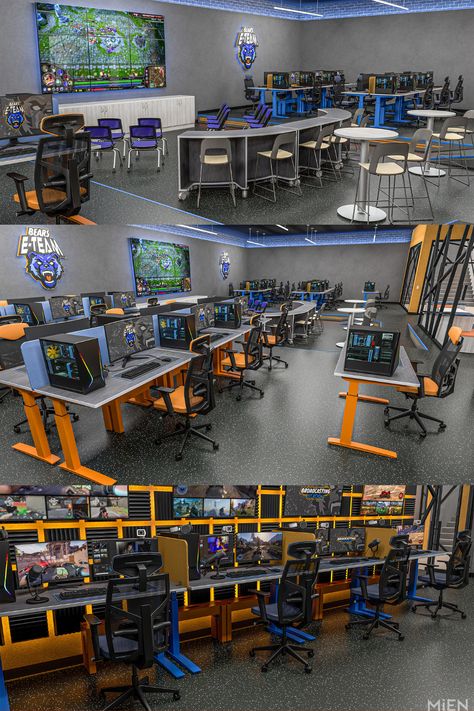 Check out this modern k12 esports lab designed with students in mind. Visit our website for more images. #MiEN #k12education #highereducation #design #furniture #21stcenturylearning #learning #schooldesign #collaboration #students #teachers #softseating #schoolfurniture #activelearning #activefurniture #makerspace #esports Key Design Ideas, 21st Century Classroom Design, Classroom Interior, 21st Century Classroom, Gaming Space, Tv Studio, Youth Center, 21st Century Learning, Space Projects