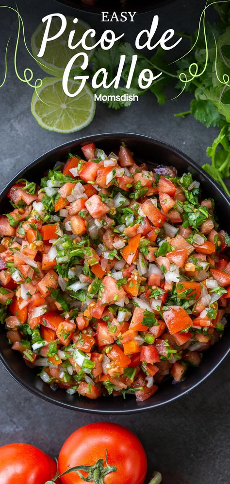 Embark on a taste bud adventure with this classic pico de gallo recipe! It's not just a trip to your favorite Mexican restaurant; it's a fresh, healthy, and low-calorie flavor explosion. Elevate meats, tacos, salads, and beyond with this zesty sensation that'll make your meals a fiesta! Low Calorie Mexican Sides, Recipe For Pico De Galo, Best Pico De Gallo Recipe Ever, Pico De Galo Recipes Authentic, Mexican Fiesta Party Food, Best Pico De Gallo Recipes, Salsa Recipe With Fresh Tomatoes, Pico De Galo Recipes, Mexican Salsa Recipe