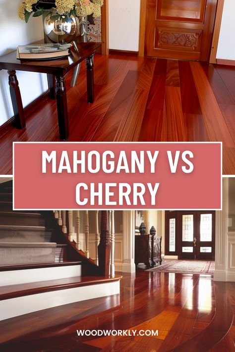 Wondering whether to choose mahogany or cherry wood? Compare their properties and discover the best uses for each in your projects. Read the full article for detailed insights! #Woodworking #Mahogany #CherryWood #WoodComparison #DIYProjects Cherry Wood Stain, Cherry Wood Furniture, Mahogany Flooring, Black Cherry Wood, Cherry Furniture, Staining Furniture, Cherry Cherry, Furniture Flipping, Mahogany Furniture