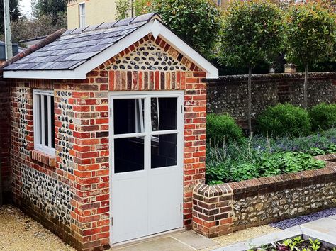 Brick Garden Shed Ideas, Brick Outbuilding Ideas, Brick Garden Room, Brick Shed Ideas, Brick Garden Shed, Brick Shed Conversion, Brick Outbuilding, Brick Potting Shed, Brick Garden Office Ideas