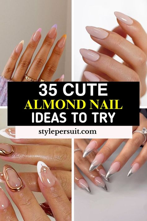 Almond-shaped nails are a popular and versatile nail design. Here are 35 cute almond nail designs and ideas that you might love:. Almond Nails With A Point, Medium Almond Shaped Nails, Nail Design For Almond Shaped Nails, Almond Natural Nail Designs, Neutral Vacation Nails Almond, Short Gelx Almond Nails, Almond Nails Trendy French Tip, Gel Almond Nails Ideas, Dainty Almond Nails