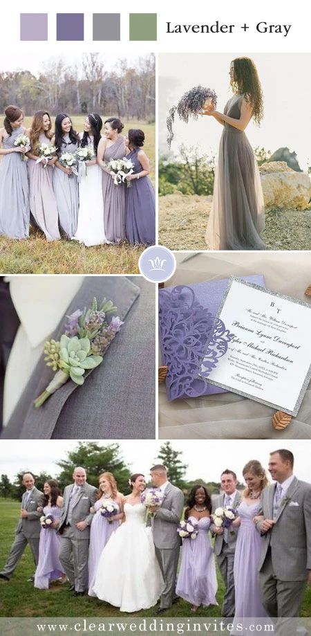 7 Intimate Garden Wedding Color Palettes to Steal – Clear Wedding Invites Wedding Colors Lavender, Wedding Garden Theme, Most Popular Wedding Colors, Lavender Wedding Colors, Light Gray Wedding, Travis Wedding, Grey Wedding Theme, Heather Wedding, Purple And Silver Wedding