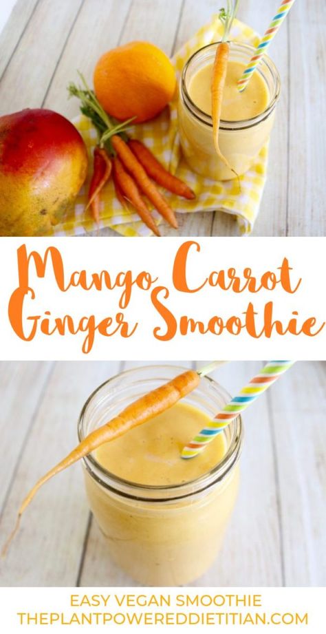 Mango Ginger Smoothie, Carrot Ginger Smoothie, Cafeteria Kitchen, Café Kitchen, Ginger Smoothie Recipes, Smoothie Bowl Vegan, Unique Smoothies, Sheer Khurma, Plant Based Smoothies