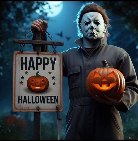 Michael Myers Happy Halloween, Happy Birthday Michael Myers, Happy Halloween Michael Myers, Michael Meyers Halloween, Holiday Meme, Spooky Halloween Pictures, Michael Myers Art, Horror Movie Night, Happy Halloween Pictures