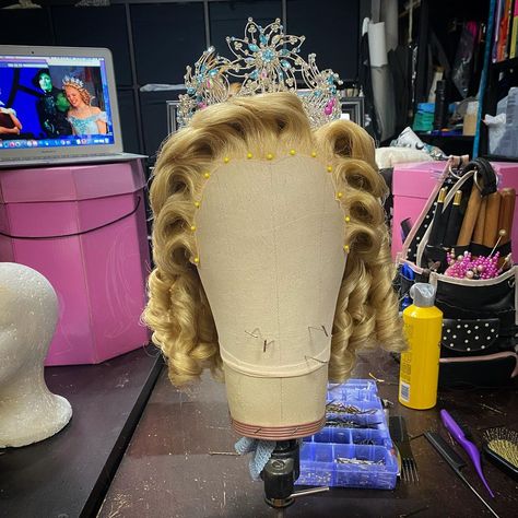 Gave this little lady a re-vamp recently #galinda #glinda #wicked #thankgoodness #wig #wigs #wigstylist #wigstyling #hair #hairstylist… | Instagram Glinda Hair, Wig Styles, Theatre Kid, Wizard Of Oz, Wicked, Hair Stylist, Cinderella, Wigs, Hair