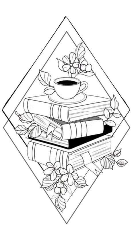 Bookish Art Drawings, Bookish Coloring Pages, Books Tattoo, Books Drawing, Book Drawings, Bookish Tattoos, Beautiful Tattoo, Tattoo Sketch, Book Tattoo