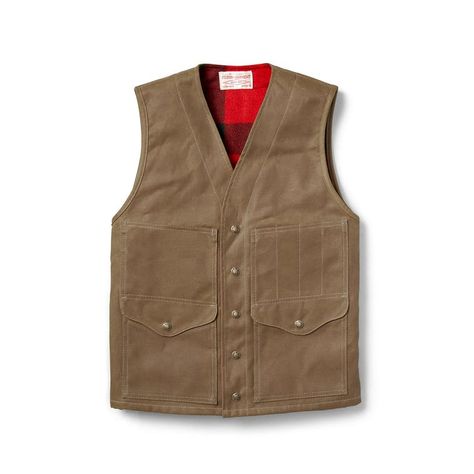 Lined Cruiser Vest in Dark Tan Front View Adventure Clothing Men, Filson Vest, Filson Mens, Pocket Vest, Tan Guys, Mens Vests, Vests Mens, Dark Tan, Leather Vest