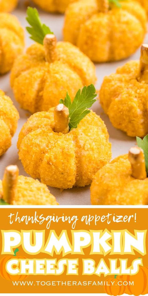 These pumpkin shaped Mini Pumpkin Cheese Balls are the best finger food appetizer for gatherings and holiday meals. A creamy & savory cheeseball rolls in crushed cheese crackers and shaped like a pumpkin! Mini Pumpkin Cheeseballs, Pumpkin Cheese Appetizer, Cheeseball Pumpkin Shape, Mini Pumpkin Cheese Balls, Football Shaped Cheeseball, Boursin Pumpkin Cheese Ball, Pumpkin Shaped Cheese Ball Recipe, Halloween Appetizers Savory, Cheese Ball Pumpkin Shaped