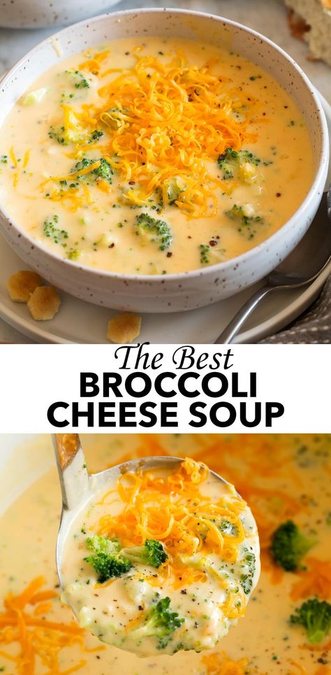 Broccoli Cheese Soup - It's perfectly cheesy, rich, creamy and hearty, and it has plenty of fresh broccoli! An easy recipe and always sure to satisfy! #broccolicheese] #soup #recipe #fall #broccoli #cheddar Best Broccoli Cheese Soup, Broccoli Cheese Soup Recipe, Creamy Broccoli Cheddar Soup, Broccoli Cheddar Soup Recipe, Cheddar Soup Recipe, Cheese Soup Recipe, Best Broccoli, Broccoli Cheese Soup Recipes, Cheese Soup Recipes