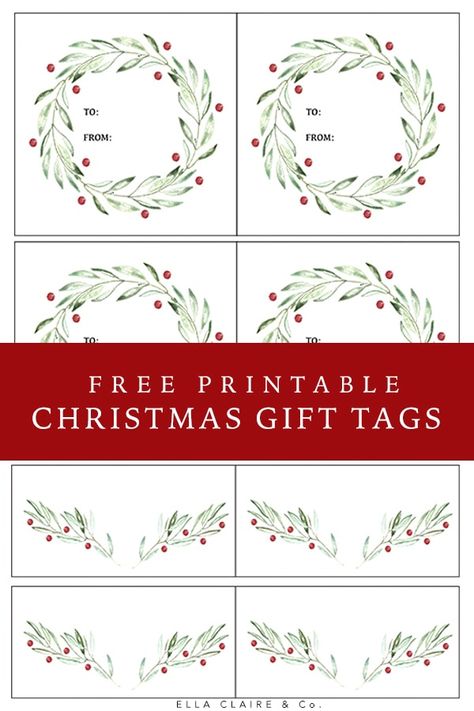 simple and elegant free printable Christmas gift tags for all of those holiday gifts this season. Free Printable Christmas Gift Tags Xmas, Christmas To And From Tags Printable, Xmas Tags Printable Free, Christmas Tags Printable Free Templates, Free Printable Christmas Labels, Free Printable Christmas Tags, Gift Wrapping Ideas Christmas, Wrapping Ideas Christmas, Printable Holiday Tags